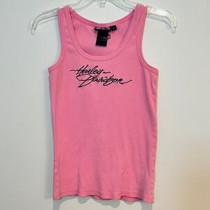 Womens Harley Davidson Ribbed Tank Muscle Tank Bubblegum Pink Biker Large